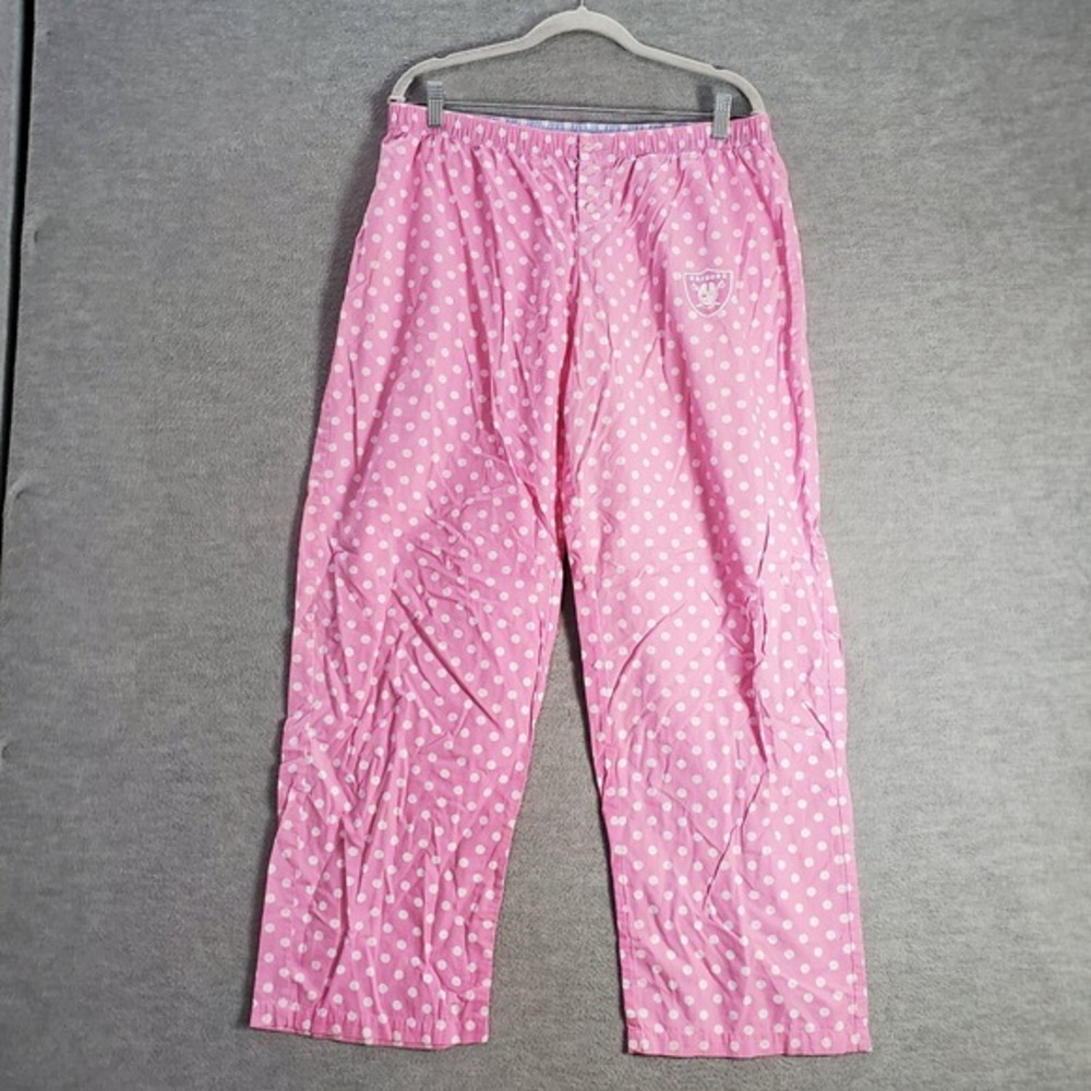 Oakland Raiders Women Sleepwear Large Pink Polka Dot‎ Pajama Pants Logo Reebok